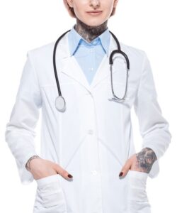 Jakie są przeciwwskazania do zrobienia tatuażu? 6 - 6 Stock Photo Beautiful Doctor White Coat Stethoscope Isolated White